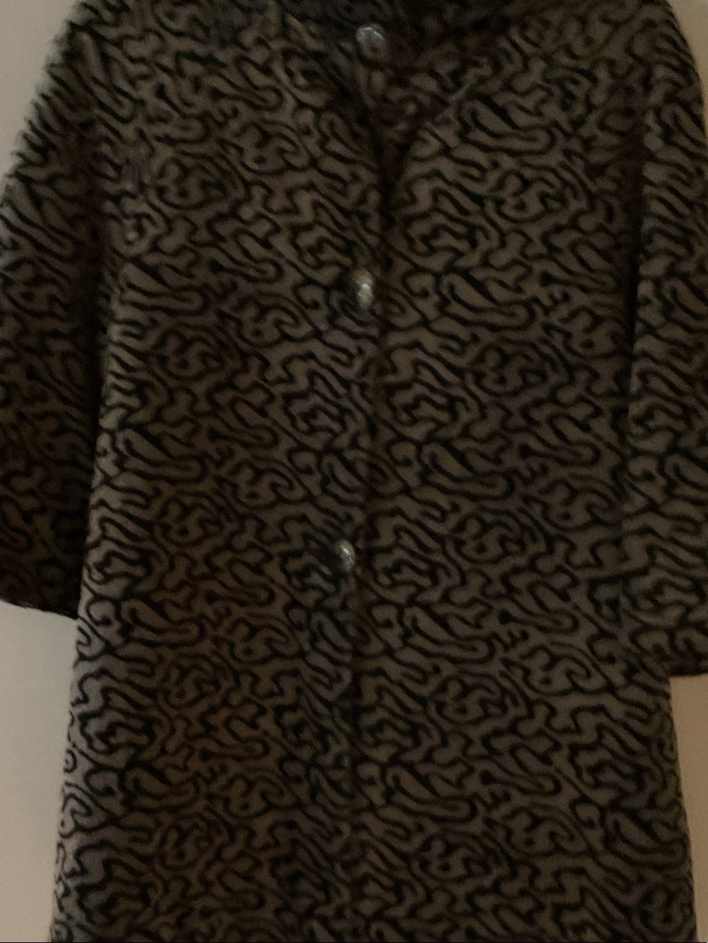 Womens Brown Patterned Button-Front Coat